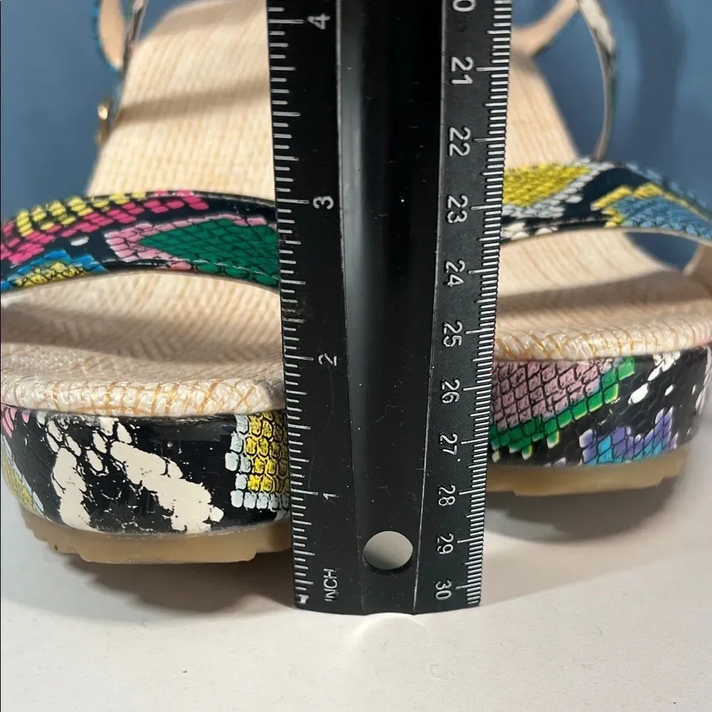 New w/o Box! Vibrant Multicolor Faux Snakeskin Platform Wedge Sandals Womens 42
